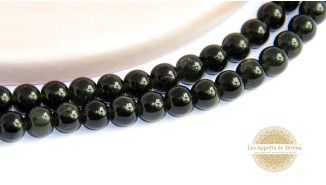 Perles rondes lisses 4mm en obsidienne naturelle
