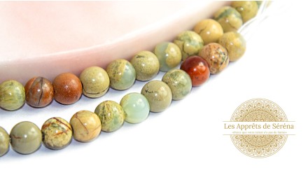 50 Perles rondes lisses 4mm en jaspe aquaterra naturelle