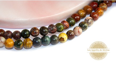 50 Perles rondes lisses 4mm en jaspe Picasso