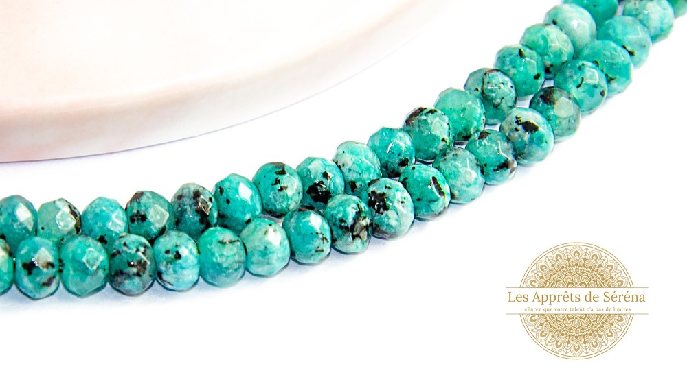 Perles à facettes 4x2mm en jade de Malaisie verte