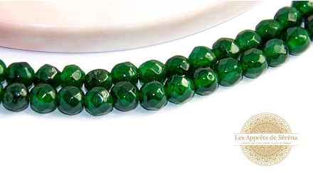 Perles à facettes 4x2mm en jade naturelle teintée vert forêt