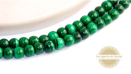 30 Perles rondes lisses 4mm en malachite naturelle