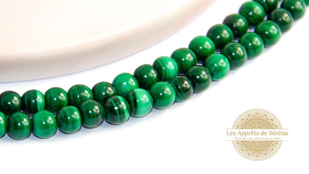 30 Perles rondes lisses 4mm en malachite naturelle