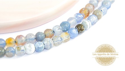 50 Perles à facettes 4x2mm en agate de feu naturelle teintée bleu ciel