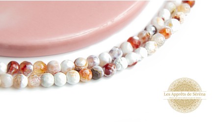 50 Perles abaques à facettes 4x2mm en agate de feu naturelle teintée orange