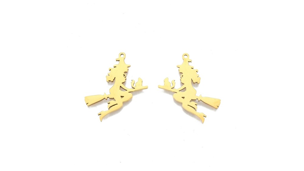 Pendentif sorcière sur son balai