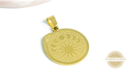 copy of Pendentif rond médaille serpent Kundalini et phases lunaires