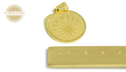 Pendentif rond médaille phases lunaires féminin