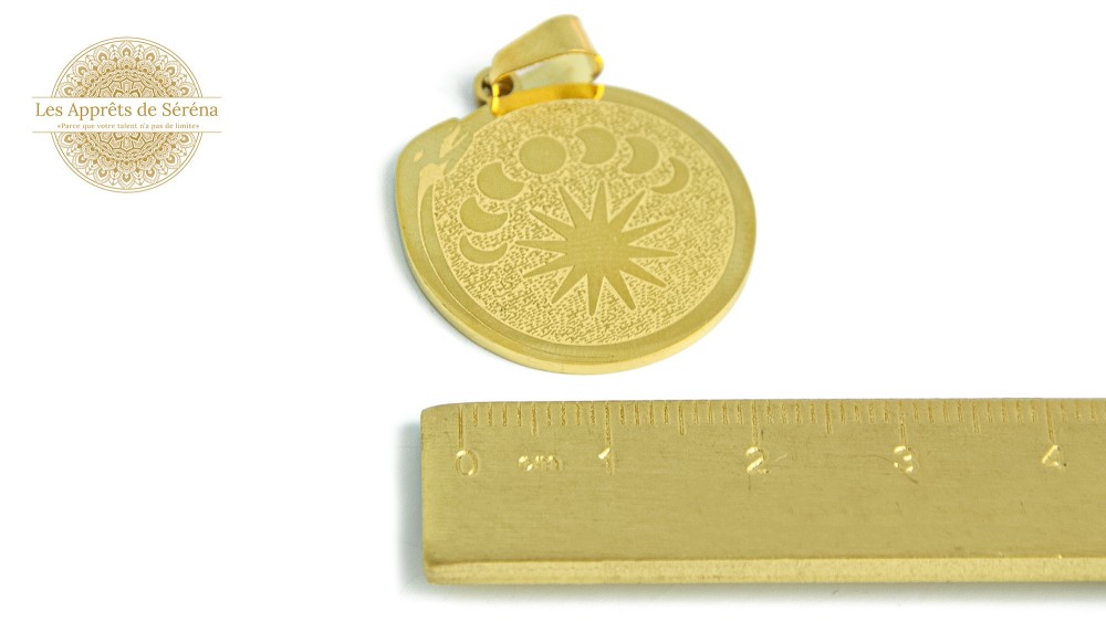 copy of Pendentif rond médaille serpent Kundalini et phases lunaires