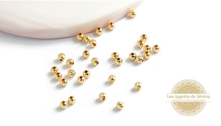Perles 3mm laiton plaqué or 18K