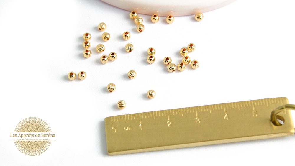 Perles 3mm laiton plaqué or 18K