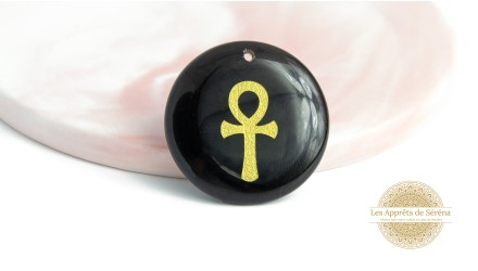 Pendentif ankh en obsidienne