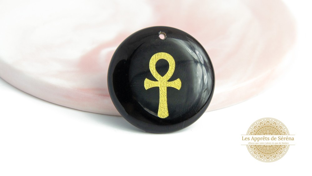 Pendentif ankh en obsidienne