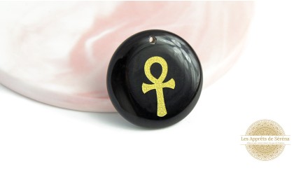 Pendentif ankh en obsidienne