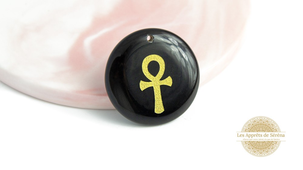 Pendentif ankh en obsidienne