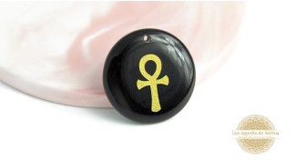 Pendentif ankh en obsidienne