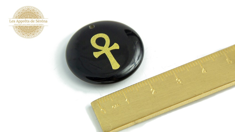 Pendentif ankh en obsidienne