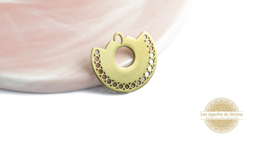 Connecteur pendentif demi lune plaqué or 18K