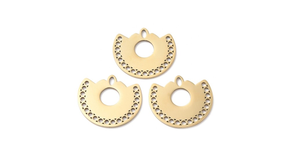 Connecteur pendentif demi lune plaqué or 18K