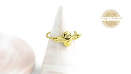 Bague scarabée acier plaqué or 18K