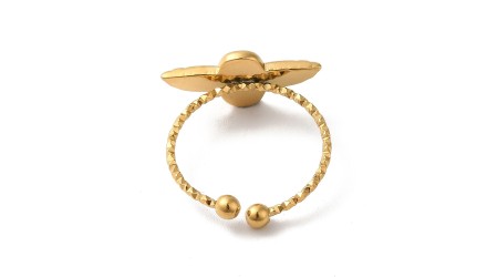 Bague scarabée acier plaqué or