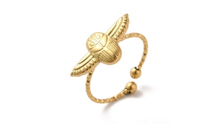 Bague scarabée acier plaqué or 18K