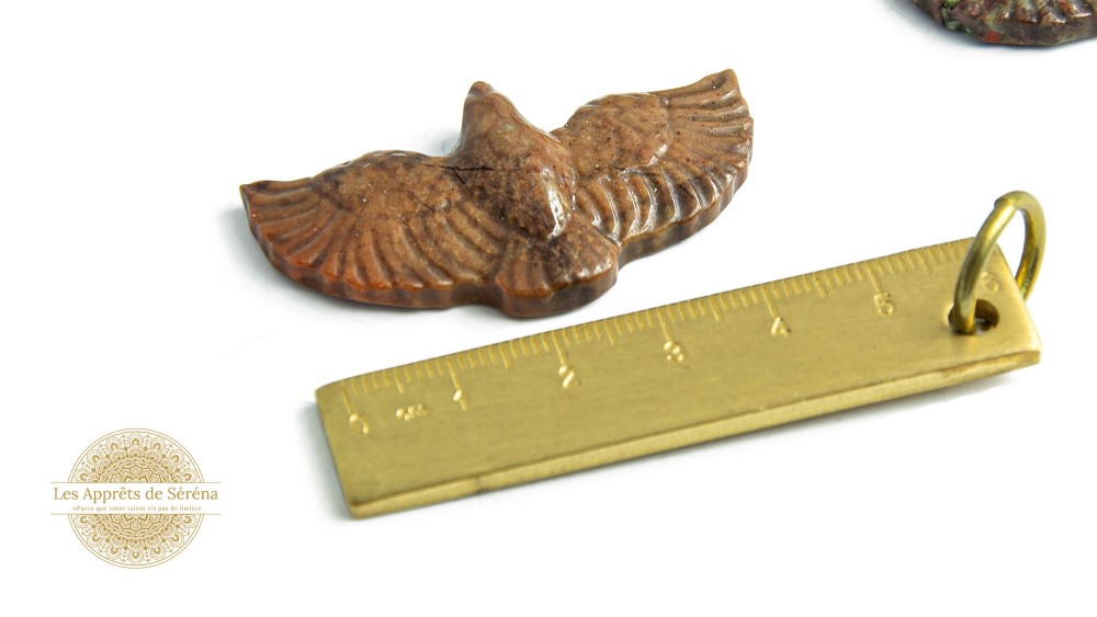 Pendentif aigle en Jaspe océan 27x50mm