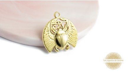 Pendentif scarabée acier inoxydable plaqué or 18K