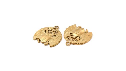 Pendentif scarabée acier inoxydable plaqué or 18K