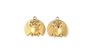 Pendentif scarabée acier inoxydable plaqué or 18K