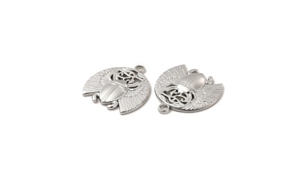 Pendentif scarabée acier inoxydable argent