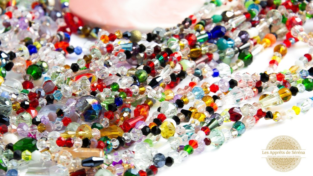 Rang de perles verre mixtes 2mm à 16mm