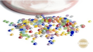 Petits cabochons ronds 4mm céramiques couleurs mélangées