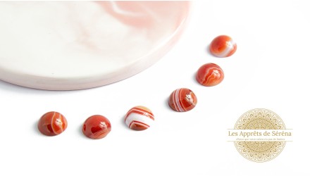 Cabochons 10mm en agate à rayures naturelle orange