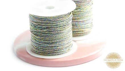 Fil nylon tressé irisé multicolore 1mm