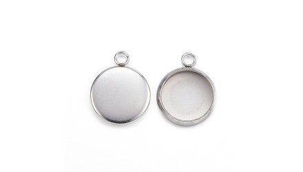 Pendentifs supports cabochon 10mm acier argent