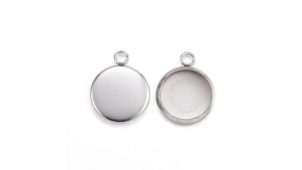 Pendentifs supports cabochon 10mm acier argent