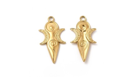 Pendentif Déesse mère en acier plaqué or 18K