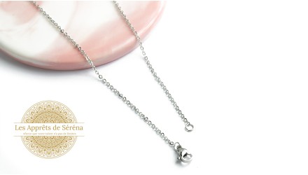 Chaîne collier complète chaîne fine 1.2mm avec fermoir en acier argent