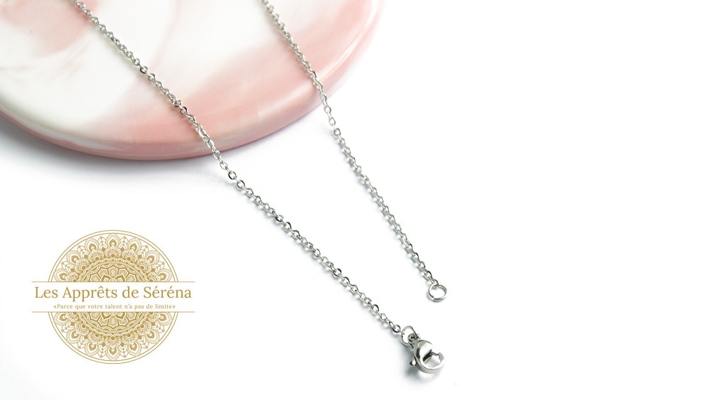 Chaîne collier complète chaîne fine 1.2mm avec fermoir en acier argent