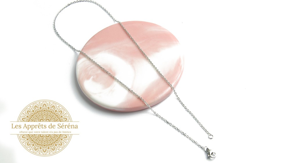 Chaîne collier complète chaîne fine 1.2mm avec fermoir en acier argent