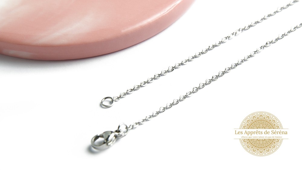 Chaîne collier complète chaîne fine 1.2mm avec fermoir en acier argent