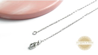 Chaîne collier complète chaîne fine 1.2mm avec fermoir en acier argent