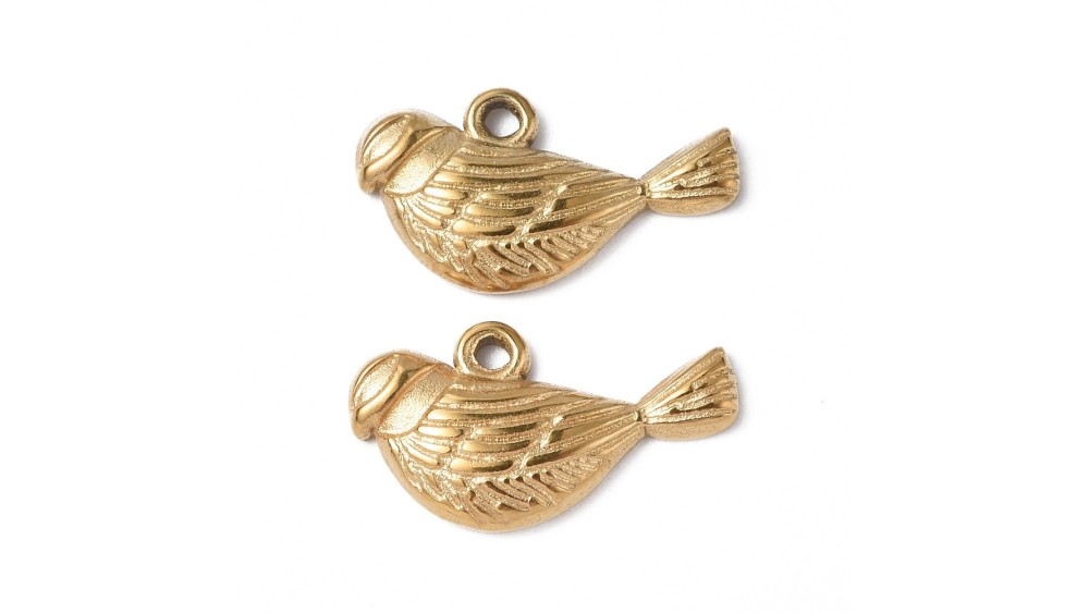 oiseau en acier inoxydable plaqué or 18k