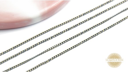 Chaîne acier gris et or  maille gourmette 2x3mm