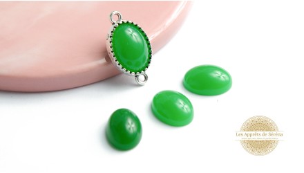 Cabochons acétate 14x10mm vert pomme x 6
