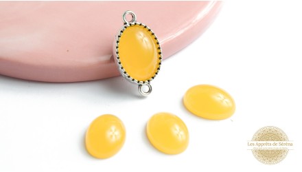 Cabochons acétate 14x10mm jaune x 6