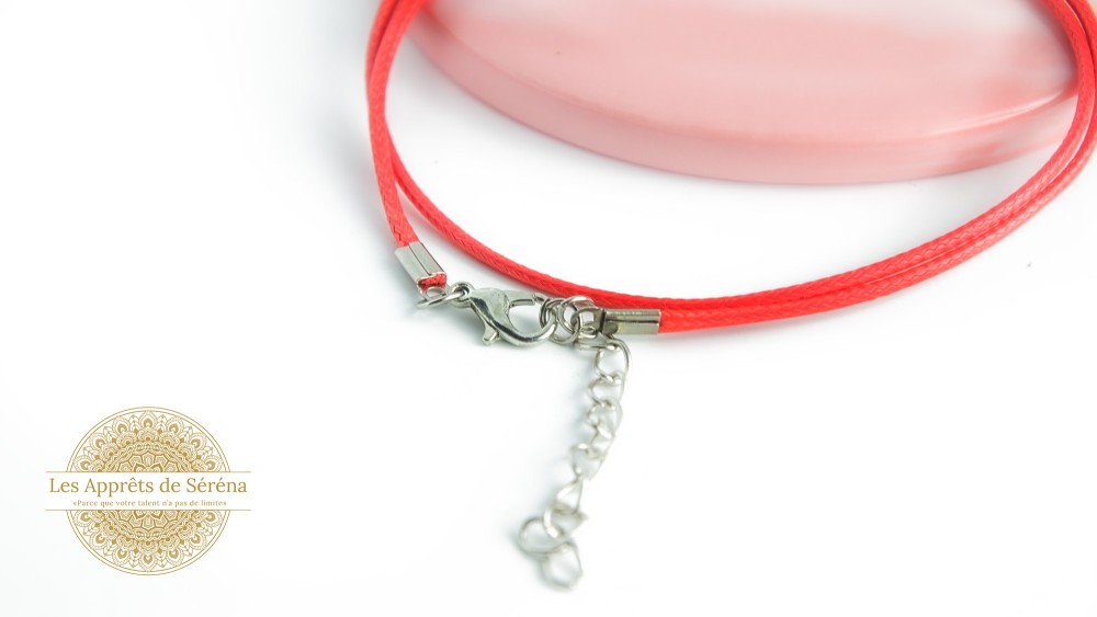 Support collier cordon ciré rouge 1.5mm