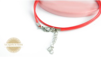 Support collier cordon ciré rouge 1.5mm