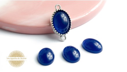 Cabochons acétate 14x10mm bleu marine x 6